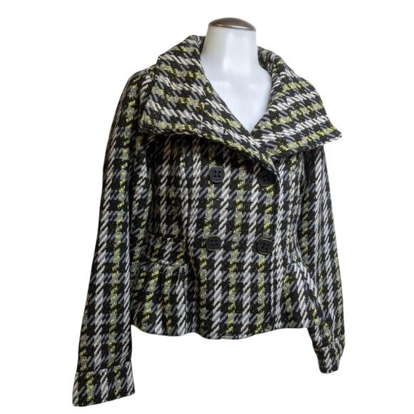 Oleg Cassini Jacket Women Medium Wool Blend Vintage 90s  Pep Cropped Peplum M - Picture 1 of 9